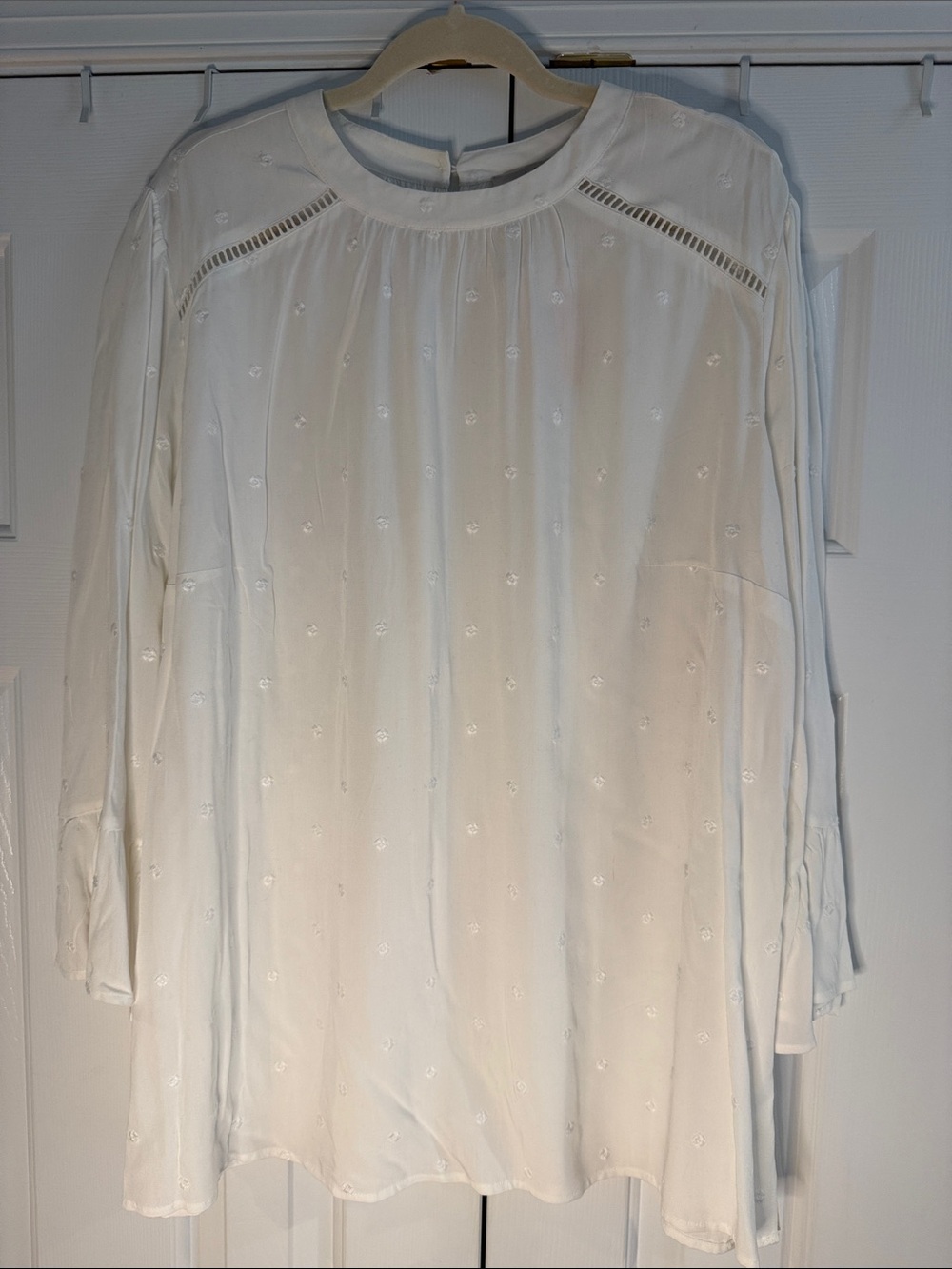 LOFT White Embroidered Peasant Top